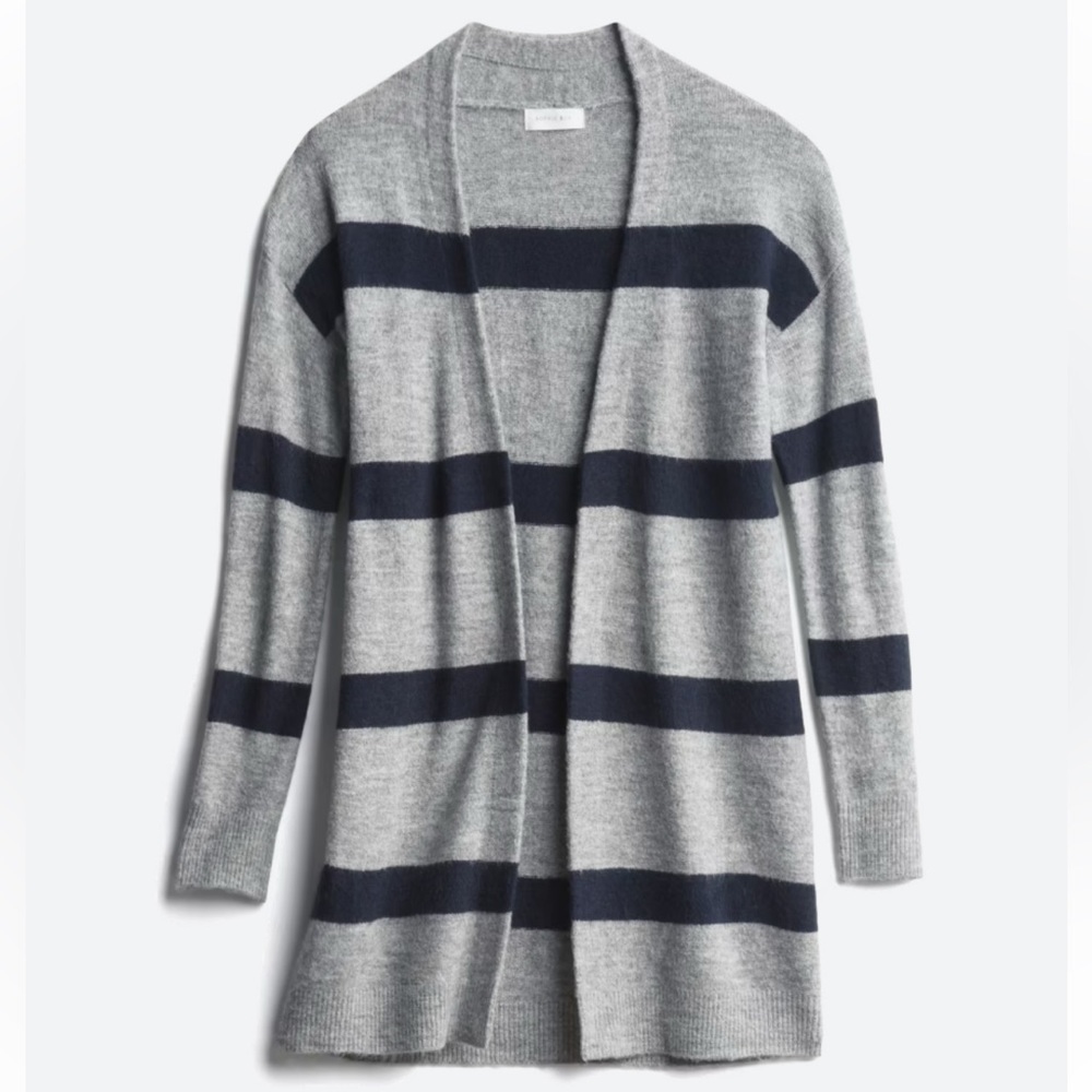 Demeter Cardigan. Gray and blue striped
